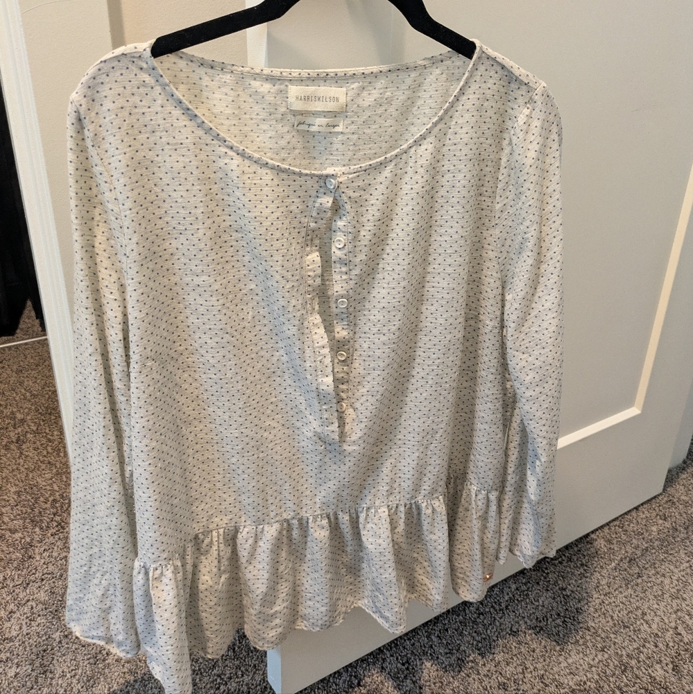 Harris Wilson Peplum Polka Dot Top